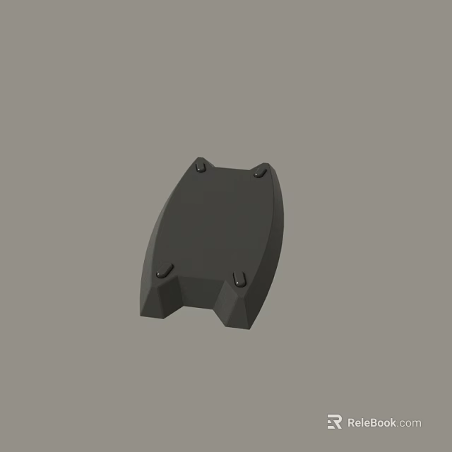 Gray Curved Industrial Component 3D Model With Four Mounting Holes 3d model 