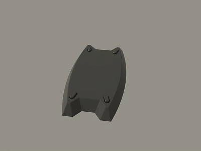 Gray Curved Industrial Component 3D Model With Four Mounting Holes 3d model