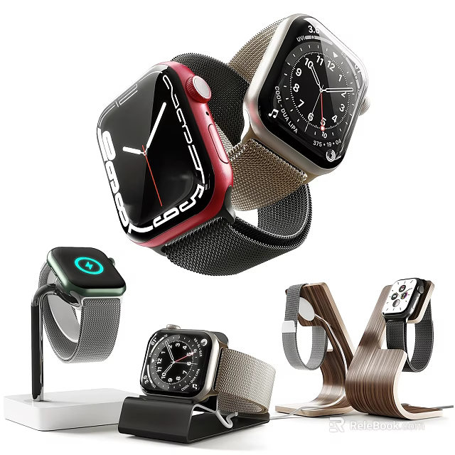 Elegant Modern Smartwatch Collection With Various Strap Styles And Contemporary Designs 3d model 