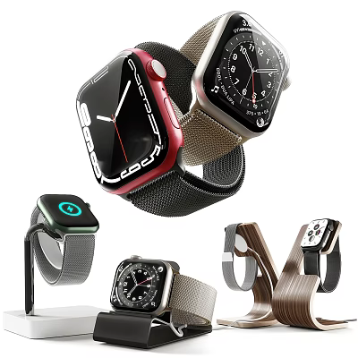 Elegant Modern Smartwatch Collection With Various Strap Styles And Contemporary Designs 3d model