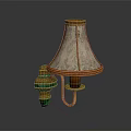 Vintage Wall Lamp Furniture Featuring Beige Lampshade Brass Stand And Green Decorative Base