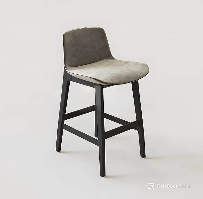 Modern Leisure Chair with Gray Upholstered Seat Backrest and Black Wooden Crossed Legs Design 3d model 