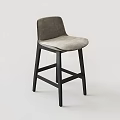 Modern Leisure Chair with Gray Upholstered Seat Backrest and Black Wooden Crossed Legs Design