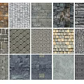 Garden Ornaments With Diverse Decorative Wall Textures Including Stone And Brick Patterns 3d model