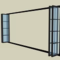 Modern Folding Doors With Black Frame And Glass Panels Structure Design 3d model