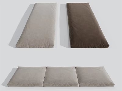 Light Gray And Dark Brown Long Rectangular Cushions With Three Section Mat For Home Living 3d model