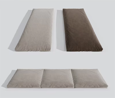 Light Gray And Dark Brown Long Rectangular Cushions With Three Section Mat For Home Living 3d model