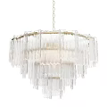 Elegant Modern Glass Chandelier With Layered Fringed Design For Interior Decor