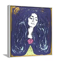 Artistic Female Portrait Painting With Blue Tones Textured Brushstrokes And Abstract Details