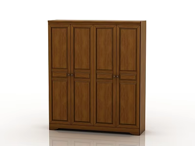 Classic Wooden Wardrobe With Four Panel Doors And Solid Wood Construction Design 3d model