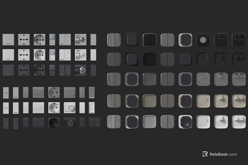 Various Modern Switch Panels With Different Designs And Styles For Home Use 3d model