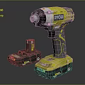 RYOBI Yellow Cordless Industrial Drill Equipment with Rechargeable Battery and Charger Accessories