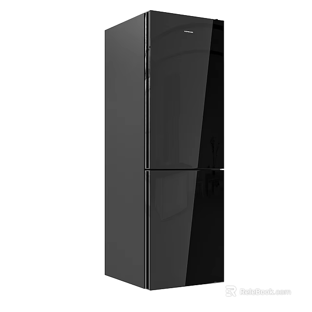 Modern Black Refrigerator Freezer With Sleek Double Glass Door Design For Home Kitchen 3d model 