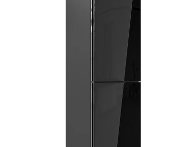 Modern Black Refrigerator Freezer With Sleek Double Glass Door Design For Home Kitchen 3d model