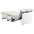 Sleek Modern Lounge Chair With Beige Fabric Metal Frame Ottoman And Color Options