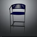 Modern Blue Bar Chair Featuring Metal Frame And Patterned Backrest Design