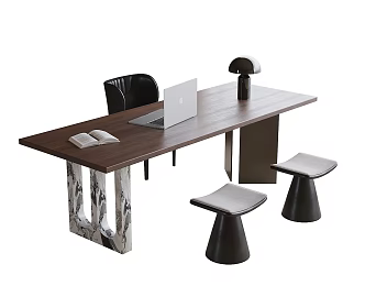 Modern Desk Chair Desk Book Chair 3d model