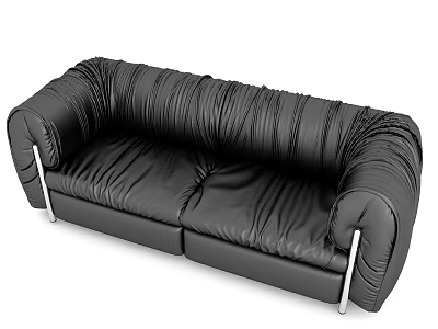 Modern Simple Light Luxury Leather Gis Mocha Genuine Leather Cowhide Multi-Person Double Sofa 3d model