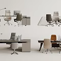 Modern Office Desk Designs With Ergonomic Chairs Computer And Lamps Setup 3d model