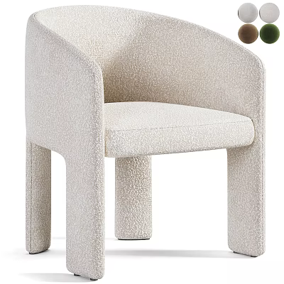Modern Beige Leisure Chair with Bouclé Fabric Armrests and Square Legs 3d model
