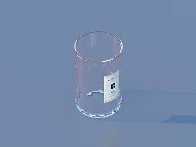Transparent Textured Glass Cup With White Label For Daily Household Use 3d model