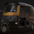 Vintage Black And Yellow Tricycle With Open Door And Interior Seat