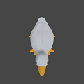 3D Game Character White Duck with Orange Beak and Feet on Green Background