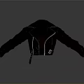 Black Leather Jacket Open Design With Stylish Zipper And Belt Buckle Details