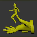 Animated Character In Red And Blue Costume Standing On Giant Blue Hand