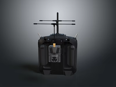 Black Computer Device With External Antennas And Rear Panel Design Features 3d model