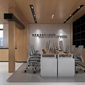 Public Office Space For Paper Butler With Modern Design Office Desks Chairs And Green Plants