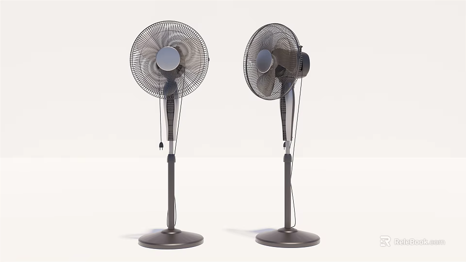 Two Standing Air Cooler Fans With Metal Mesh And Stable Base Design 3d model 