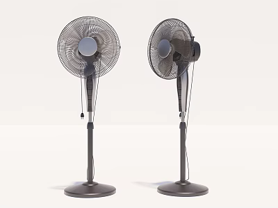 Two Standing Air Cooler Fans With Metal Mesh And Stable Base Design 3d model