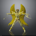 Golden Winged Mythical Figure With Ornate Armor And Holding Weapons