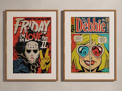 Vintage Framed Comic Posters Friday The 13th Part II And The Debbie Wall Decor 3d model