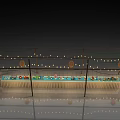 Tea Break Area With Long Table String Lights And Snacks Display Setup