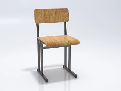 Modern Leisure Chair With Wooden Seat Back And Metal Frame Design 3d model
