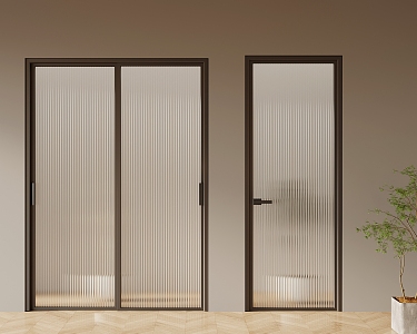 Modern glass single door glass sliding door 3d model