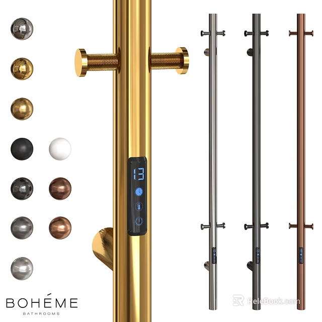 Modern Bathroom Accessories With Various Color Balls And Metal Towel Rods 3d model 