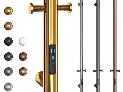 Modern Bathroom Accessories With Various Color Balls And Metal Towel Rods 3d model