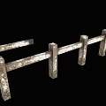 Rustic Wooden Fence with Peeling Paint Weathered Posts and Green Moss