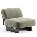 Modern Light Gray Fabric Single Sofa With Brown Armrest And Black Base