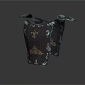 Black Decorative Vessels With Symmetrical Wing Shaped Tops And Blue Gold Patterns
