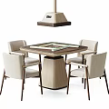 Elegant Light Luxury Mahjong Table And Four Upholstered Fabric Chairs Set For Leisure Game Room