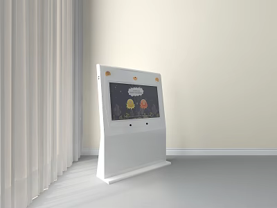 Modern White Standing Commercial Equipment With Interactive Touch Screen 3d model
