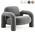 Beige Upholstered Leisure Chair With Rounded Armrests And Plush Seat Design