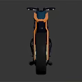 Futuristic Streamlined Motorcycle With Blue Orange Body And LED Illuminated Wheels