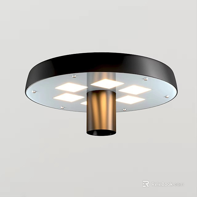 Modern Round Table Lamp With Black Top Transparent Shade And Copper Column 3d model 
