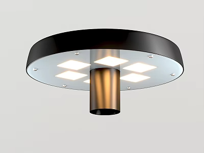 Modern Round Table Lamp With Black Top Transparent Shade And Copper Column 3d model