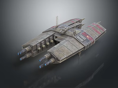 Futuristic Interstellar Spaceship With Detailed Metallic Surface And Multi Thruster Design 3d model